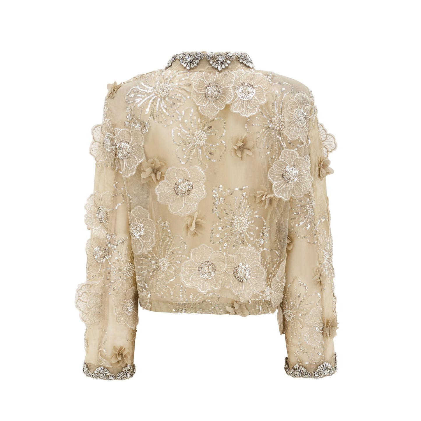 Liane semisheer flower beaded organza light luxury jacket