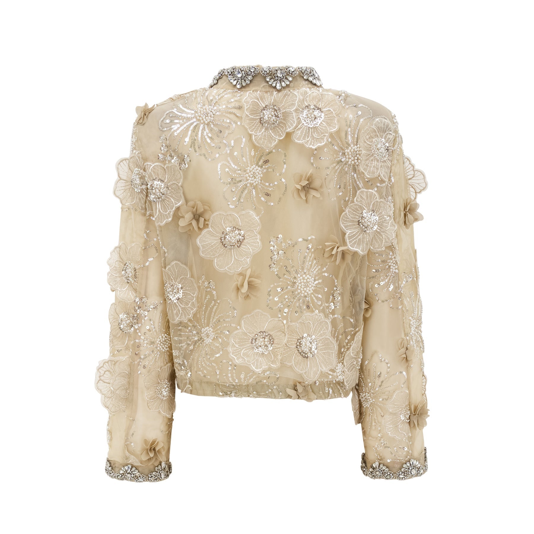 Liane semisheer flower beaded organza light luxury jacket