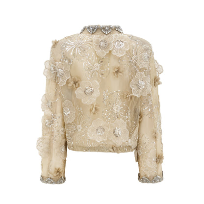 Liane semisheer flower beaded organza light luxury jacket