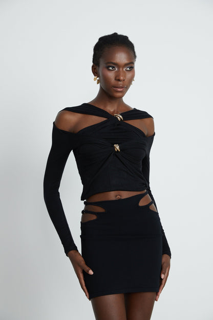 Clarabelle gatheredeffect cutout top