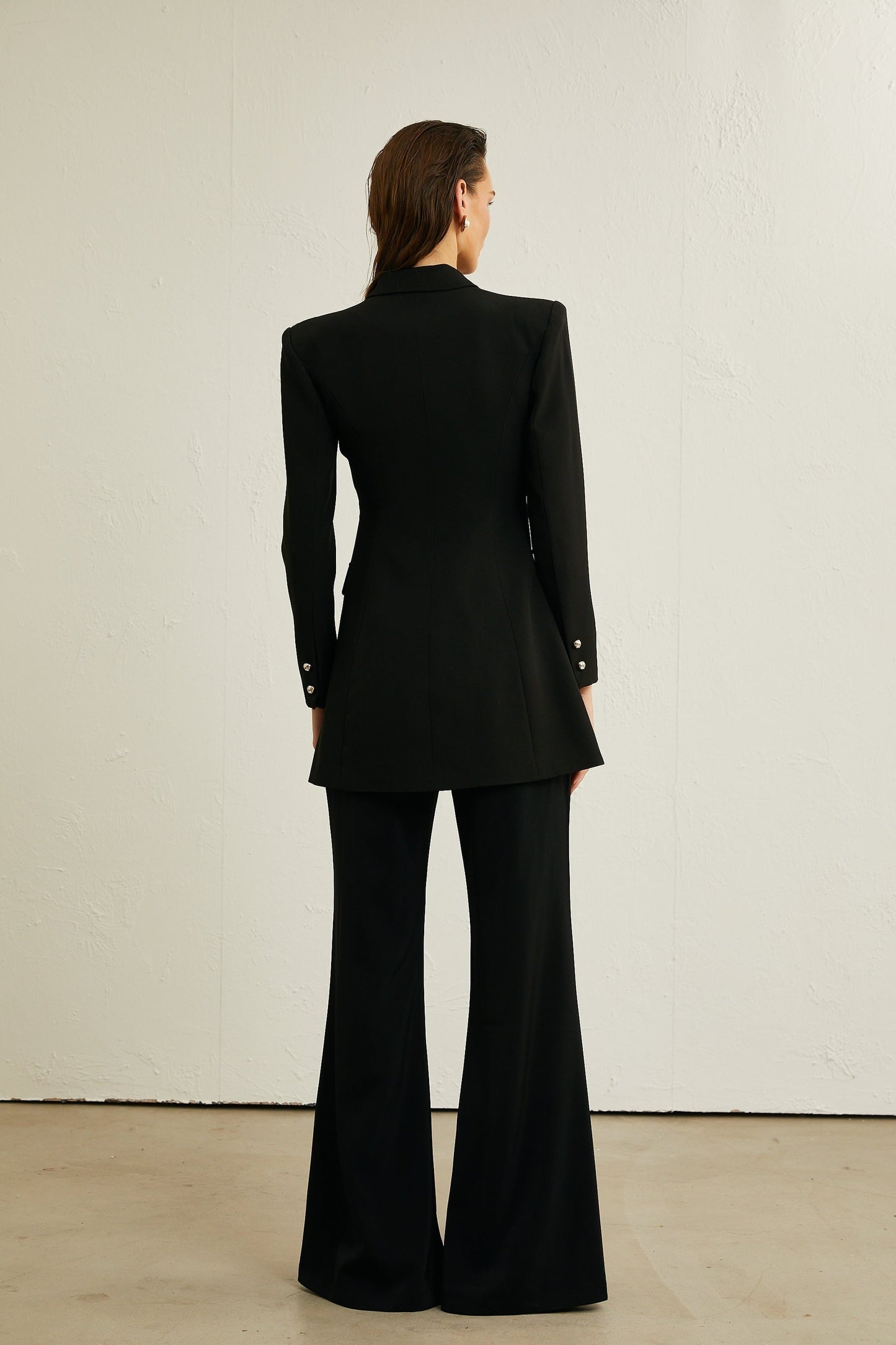 Justine black bowknot cutout blazer