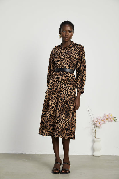 Geneviève leopardprint midi dress