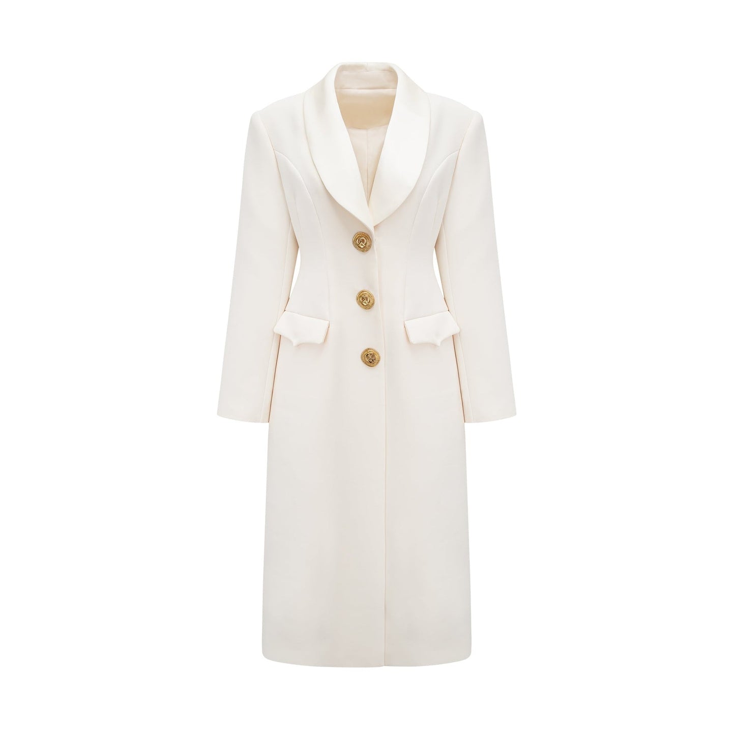 Illyria white singlebreasted long coat