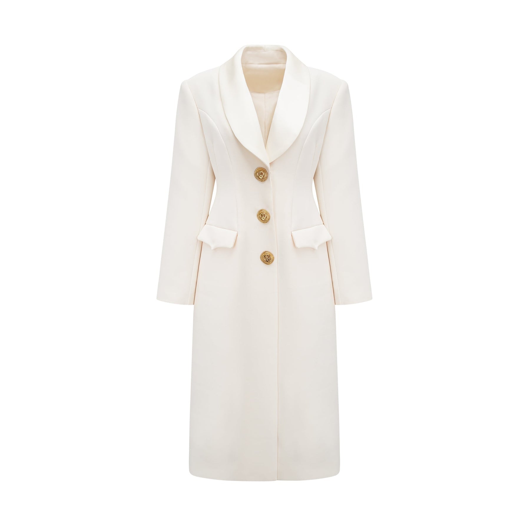Illyria white singlebreasted long coat