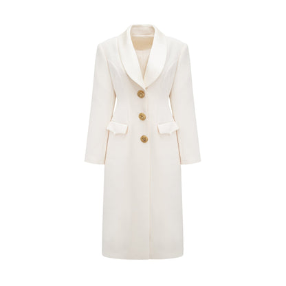 Illyria white singlebreasted long coat