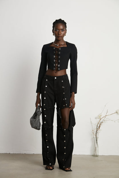 Janelle buttoned straightleg jeans