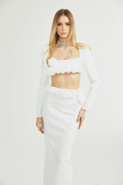 Joséphine floral cropped top  skirt matching set