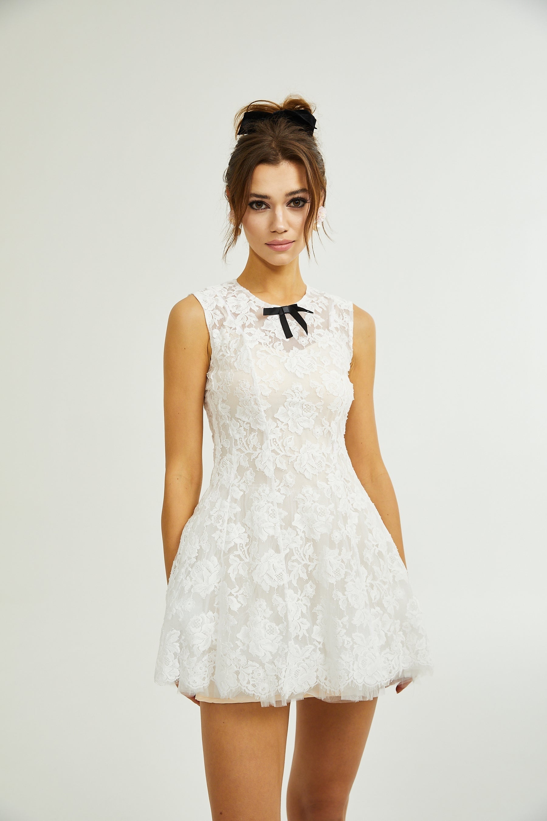 Lanetta guipure lace tulleskirt dress