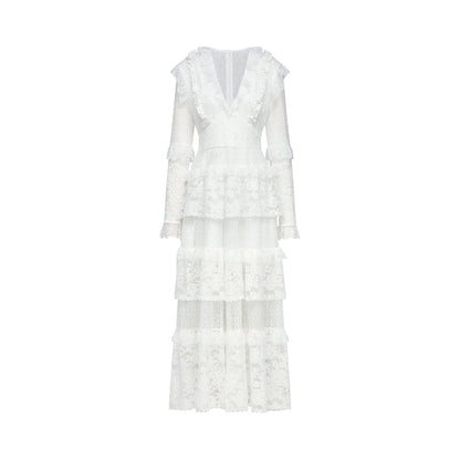 Aimée layered cutout lace embroidered midi dress
