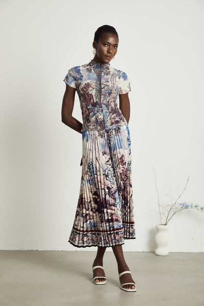 Blanche floralprint pleated top  skirt matching set