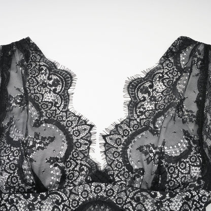 Éléonore contrastcolor lacedetail maxi dress