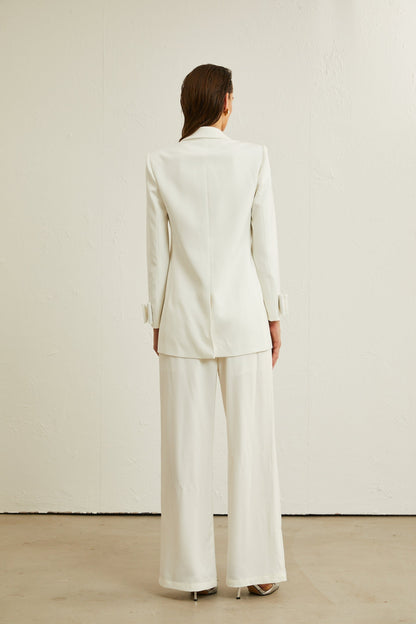 Margaux white bowembellished wool jacket