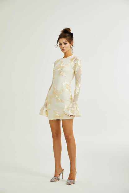 Nalini floralembroidery openback dress
