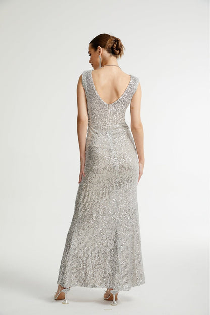 Caelia silver embellished maxi dress