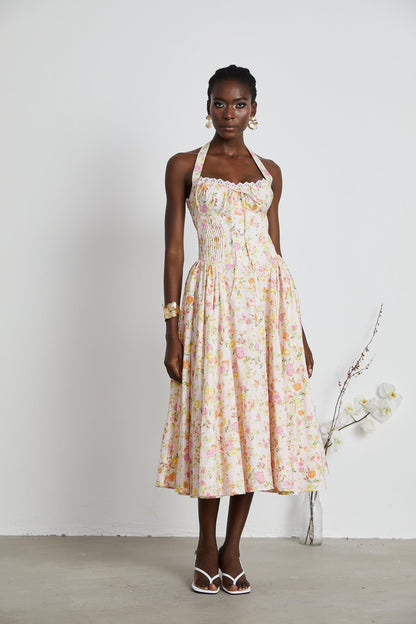 Odette floralprint halterneck midi dress