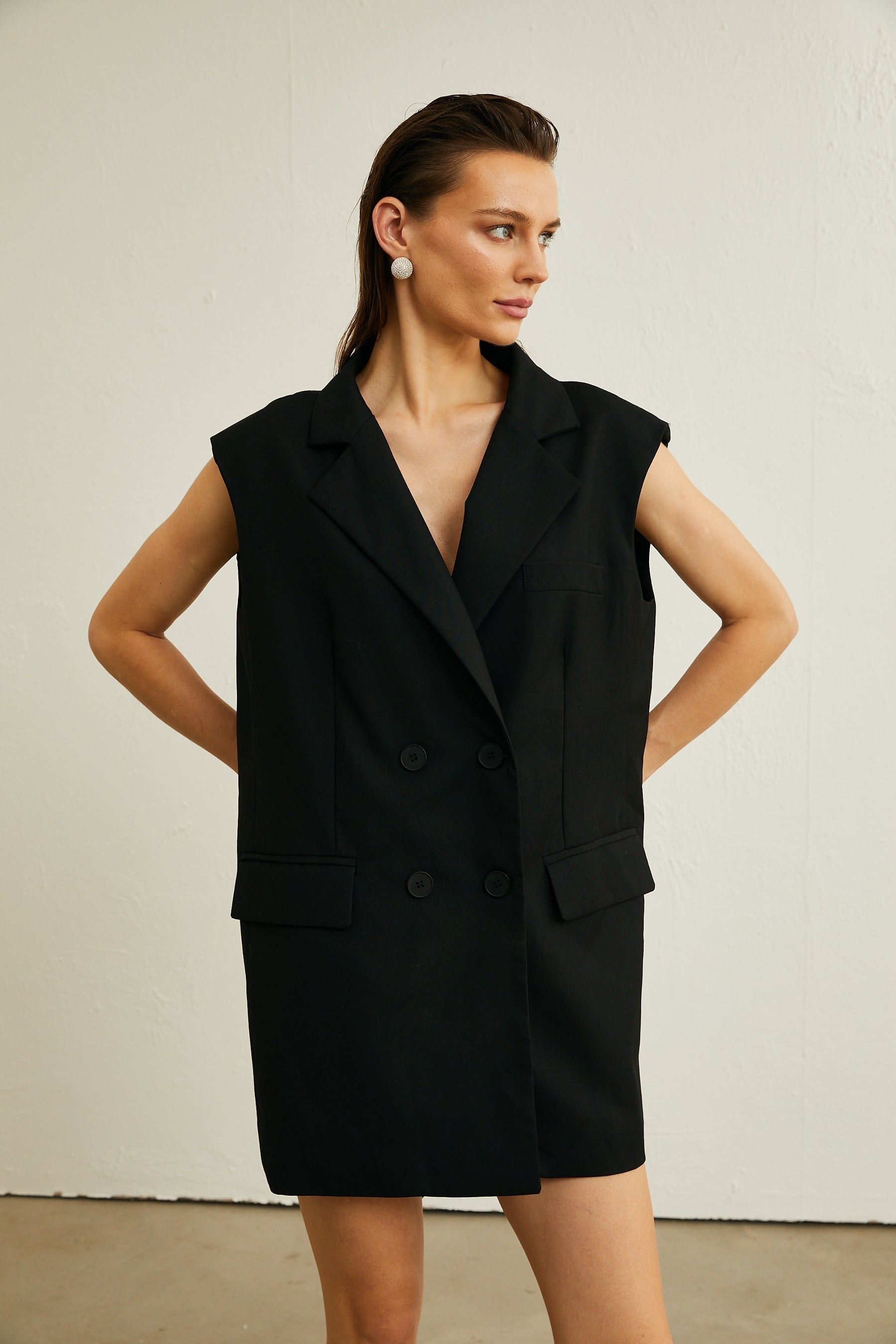 Irina bowdetail sleeveless blazer dress