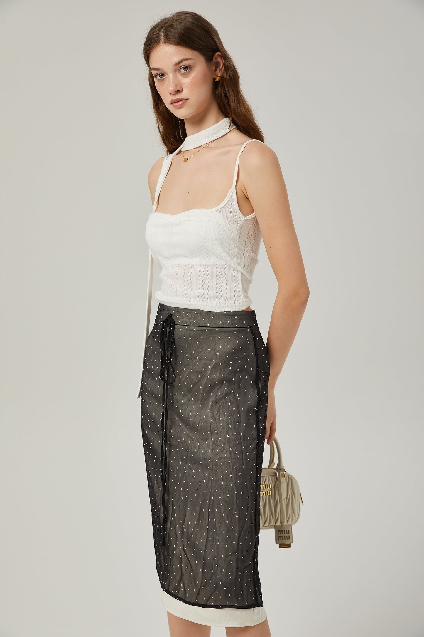 Gisèle tiewaisted polkadot print skirt
