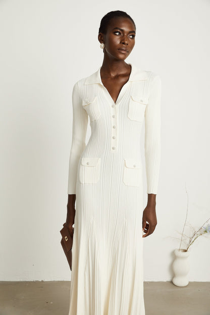 Nouria white mermaidhem knit midi dress
