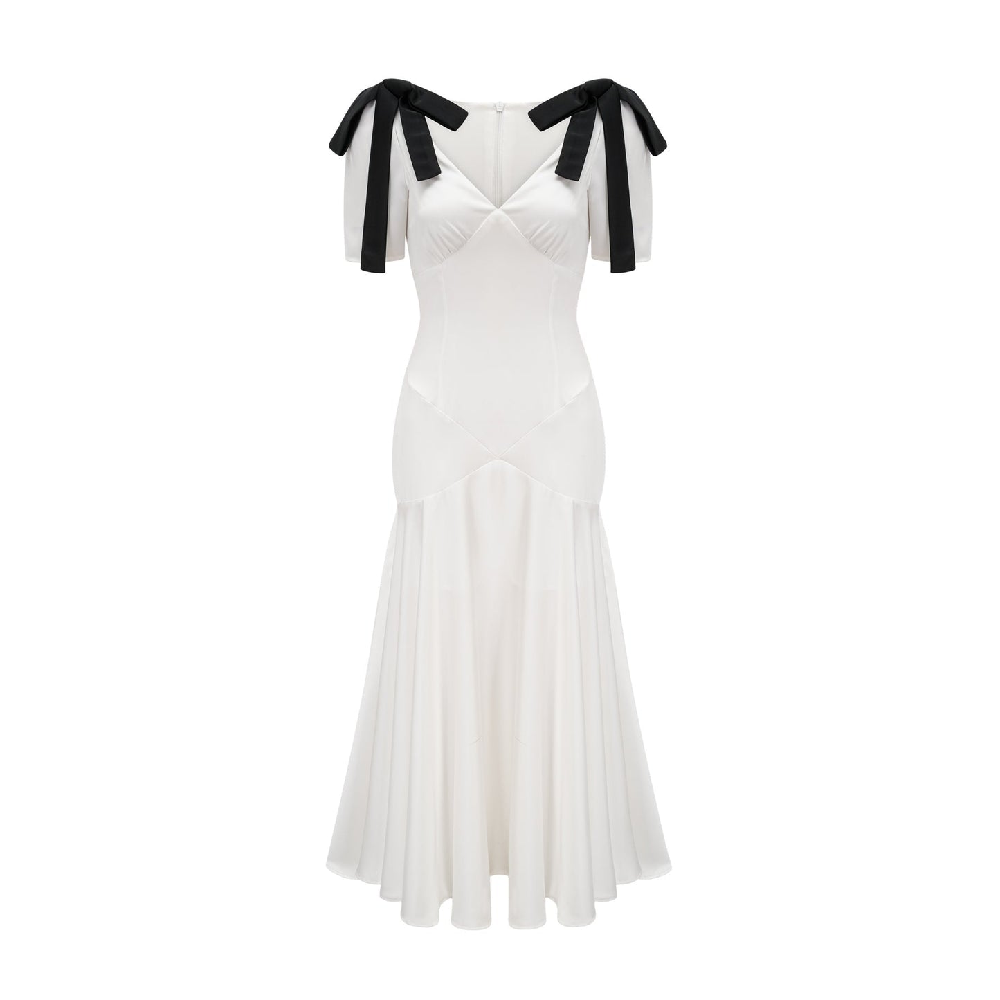 Cyrielle ribbondetail puffsleeve maxi dress