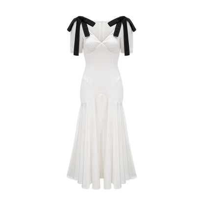 Cyrielle ribbondetail puffsleeve maxi dress