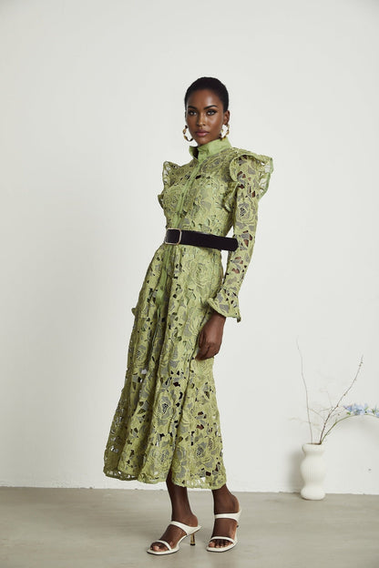 Noémie floralembroidered midi dress in Green