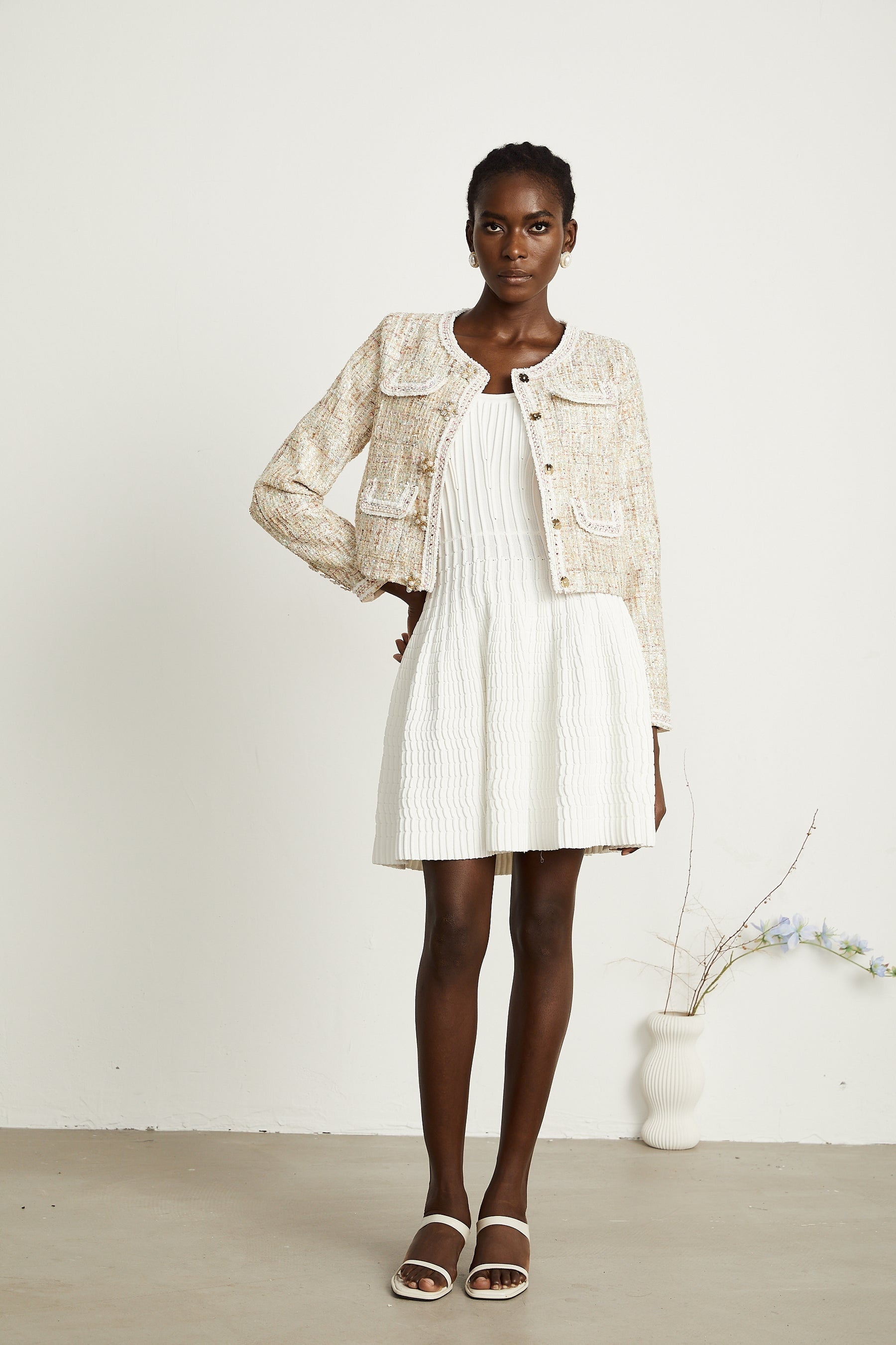 Anaïs neutrals sequinembellished tweed jacket