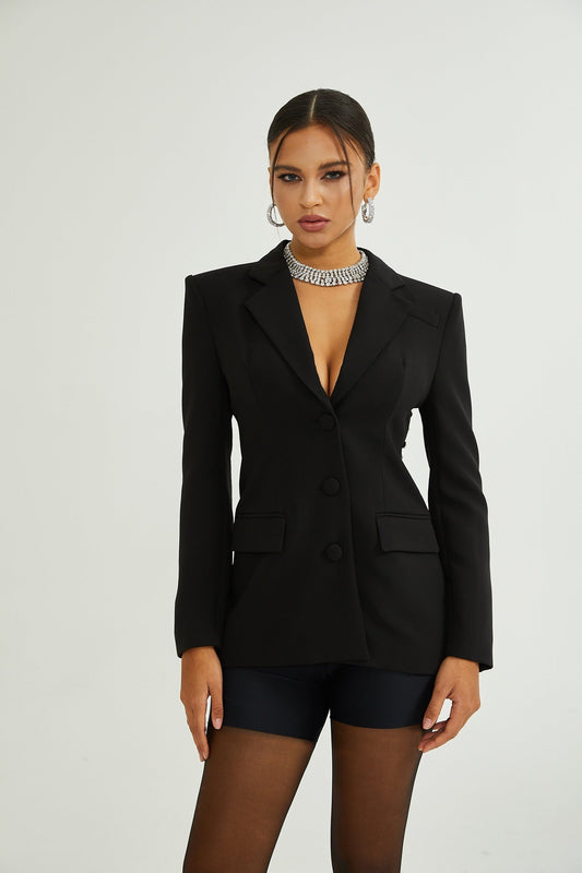 Odette black openback blazer