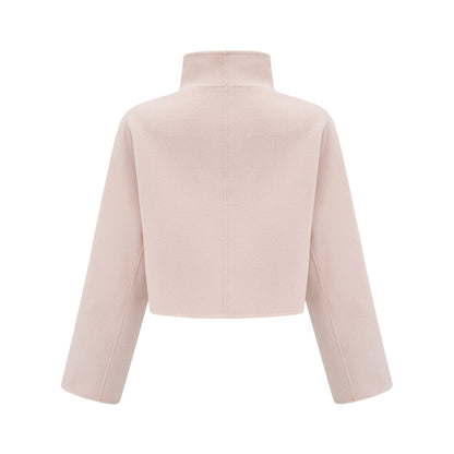 Pink short coat with diagonal placket closure named Vienne