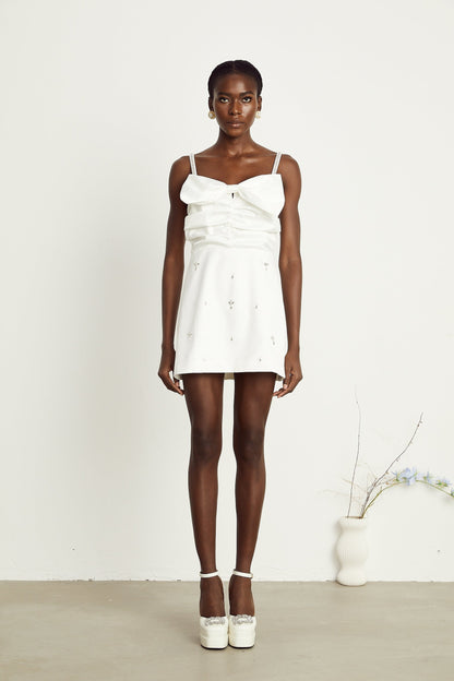 Anastasia white crystalembellished mini dress
