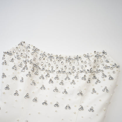 Melisande white embellished midi dress