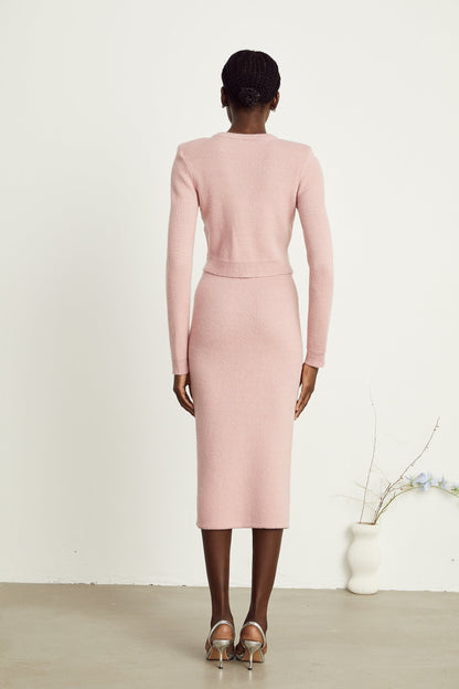 Renée pink embellished jacket  skirt matching set