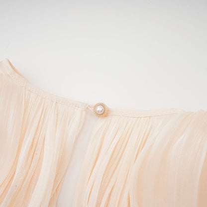 Eugénie fullypleated ruffled mini dress in Neutrals
