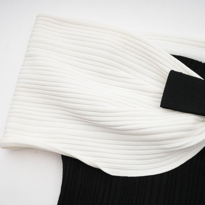 Angèle black offshoulder knitted mini dress