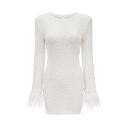 Amorata feathertrim embellished dress