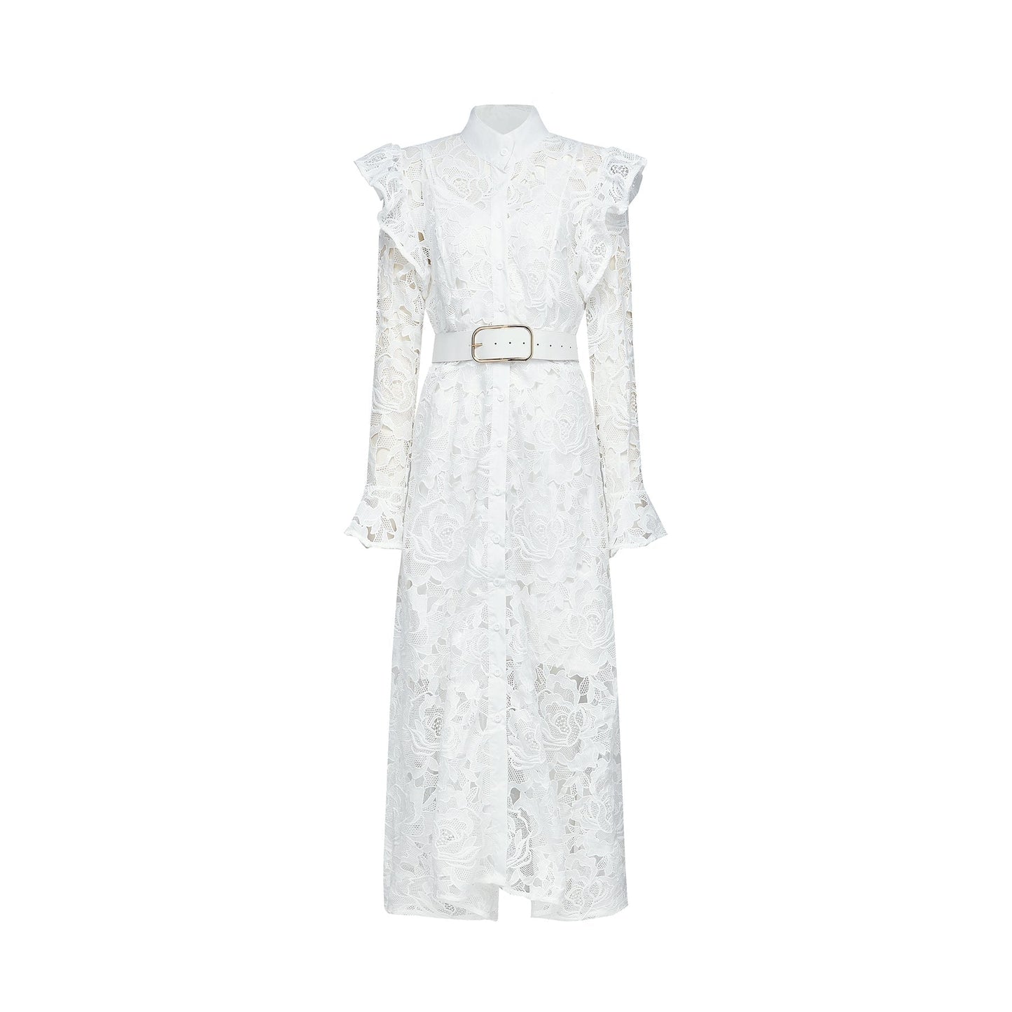 Noémie floralembroidered midi dress in White