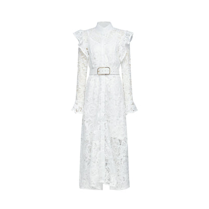 Noémie floralembroidered midi dress in White