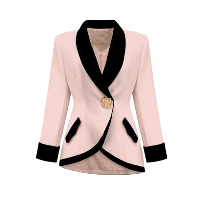 Vespera contrast colours jacket  skirt matching set