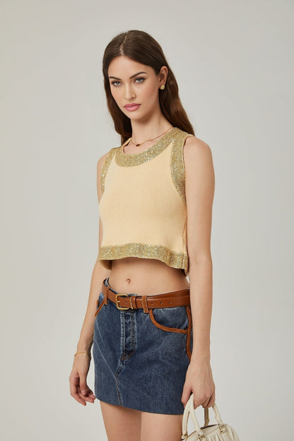 Cyrielle wool sequined embellished vest top