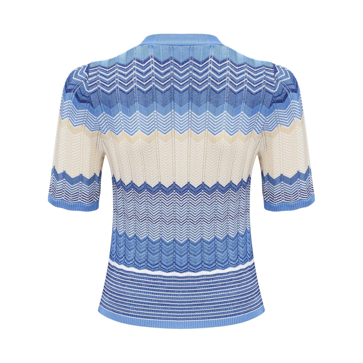 Daniela blue zigzagdesign knit top  skirt matching set