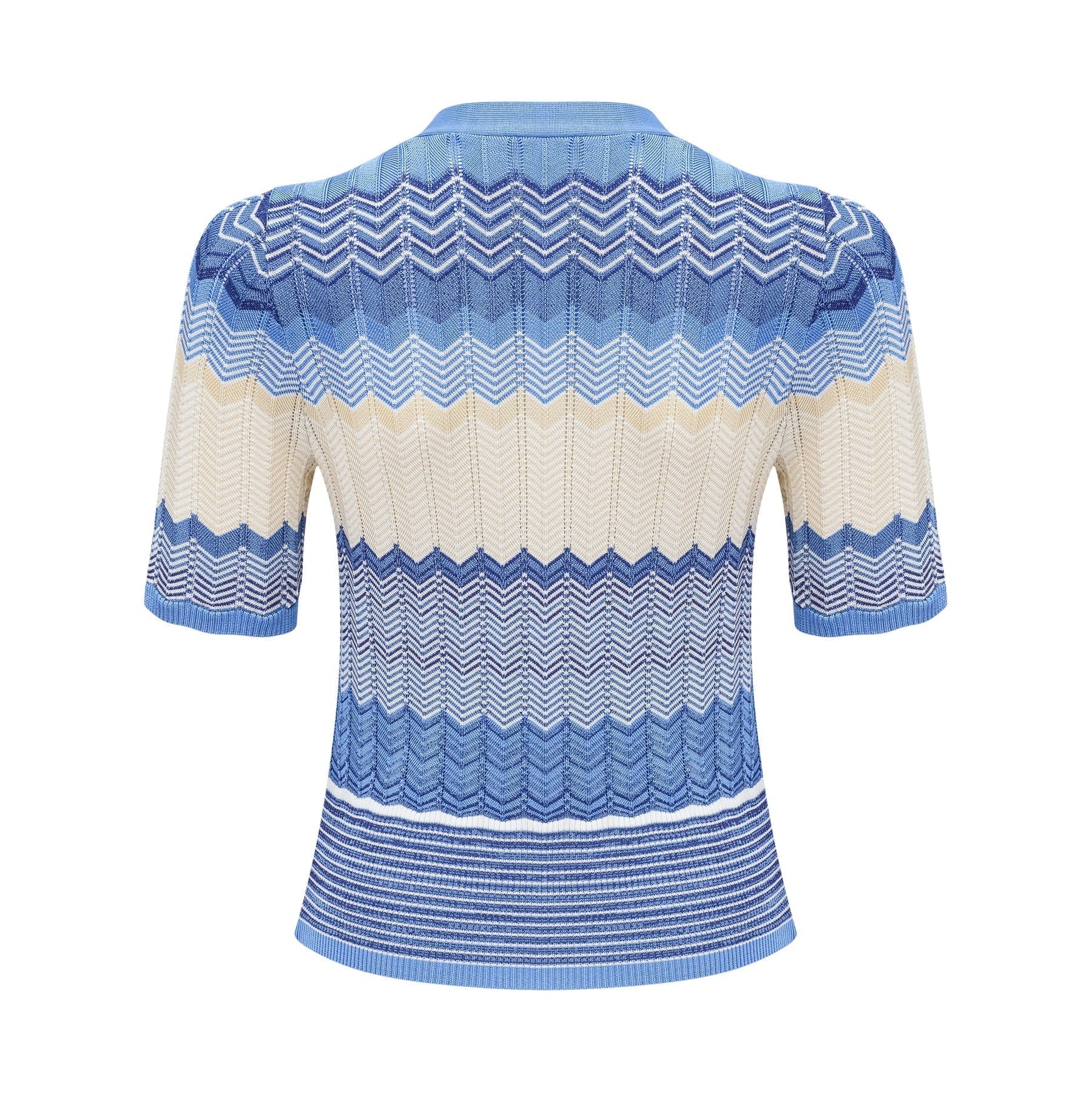 Daniela blue zigzagdesign knit top  skirt matching set