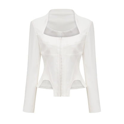 Yvette white longsleeved corset top