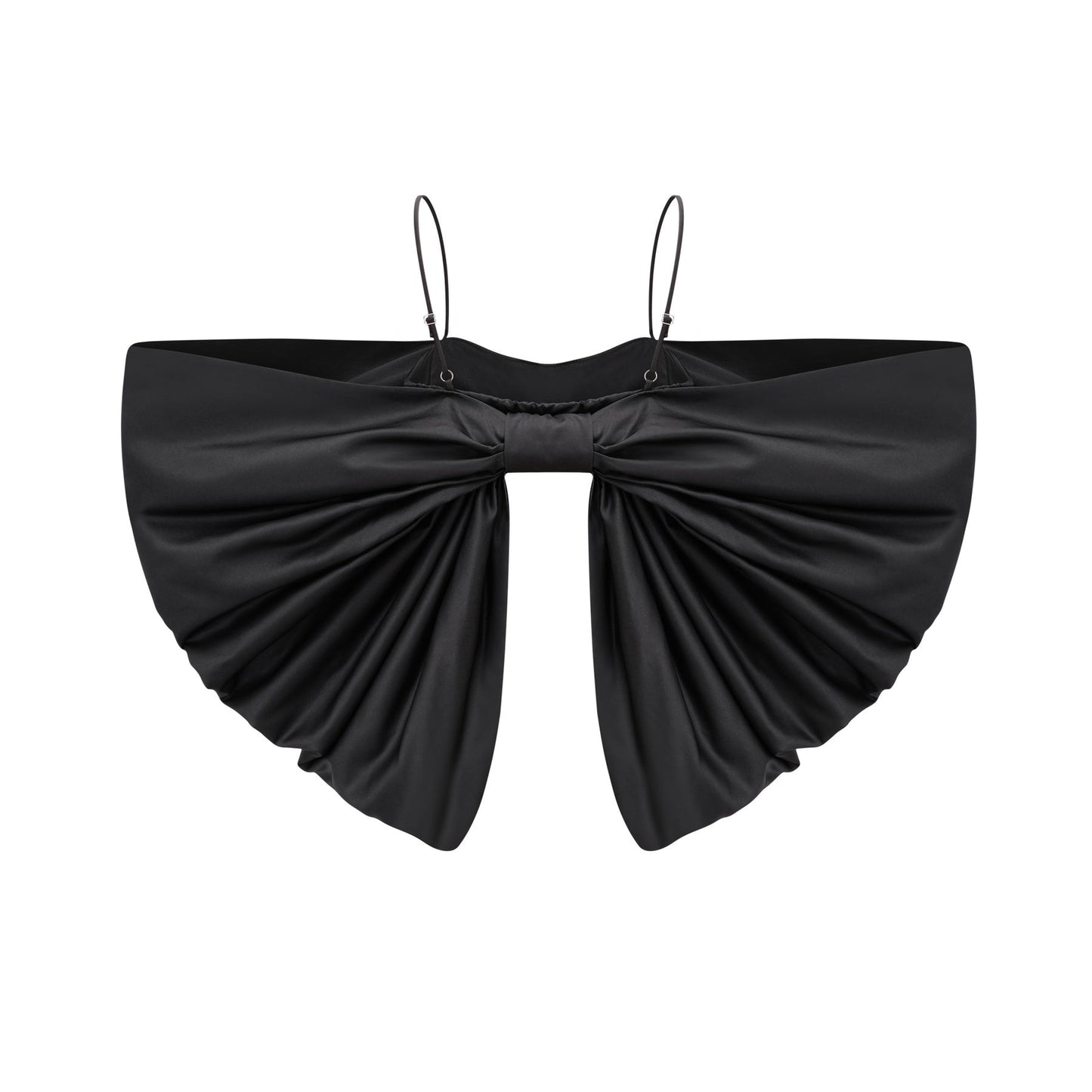 Solène bowknot scoopback top in Black