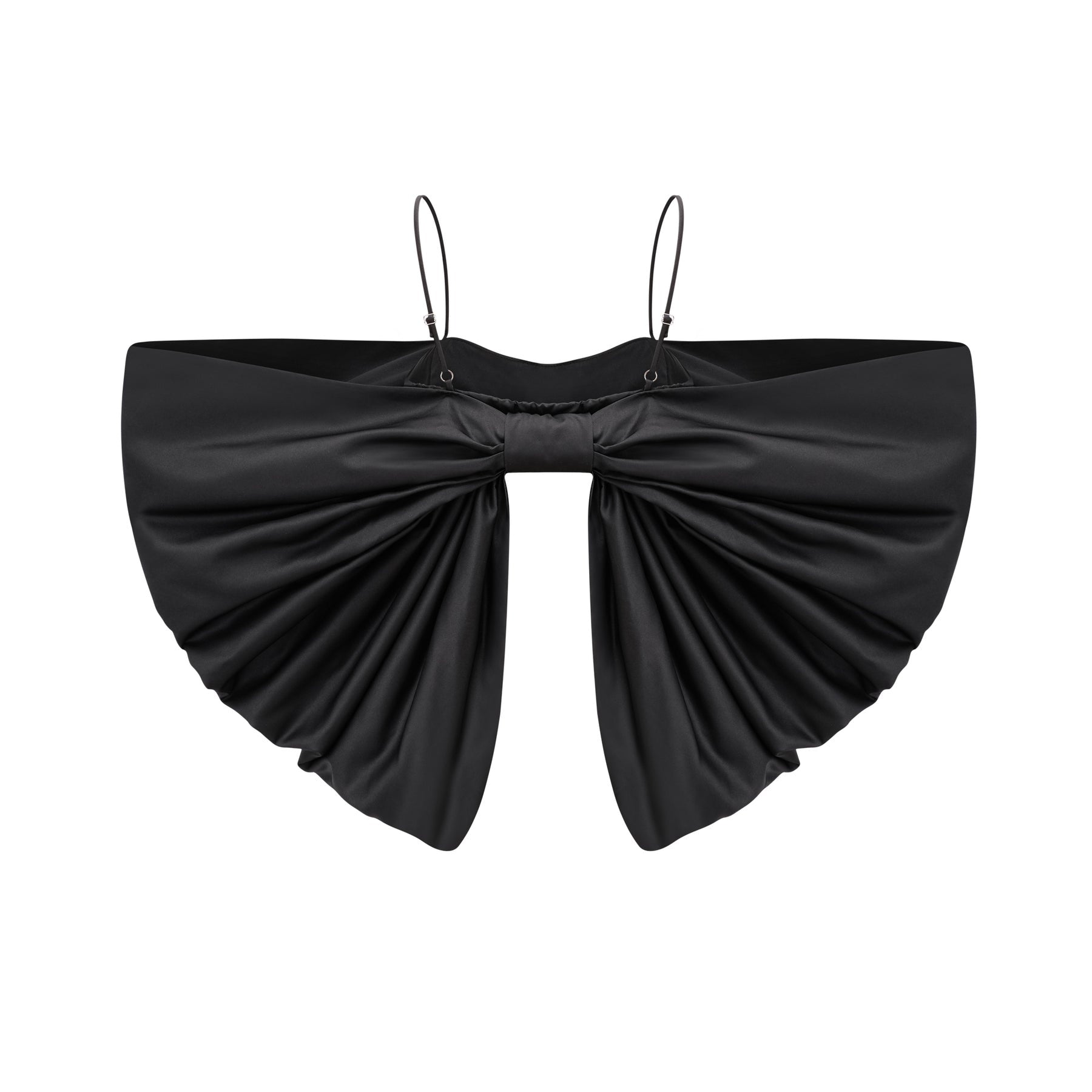 Solène bowknot scoopback top in Black
