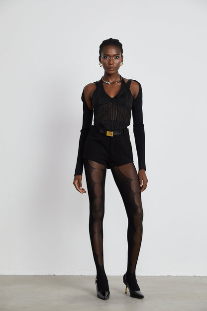 Rivi cutout elasticatedwaistband tights