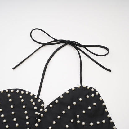 Maëlle fauxpearl embellished top