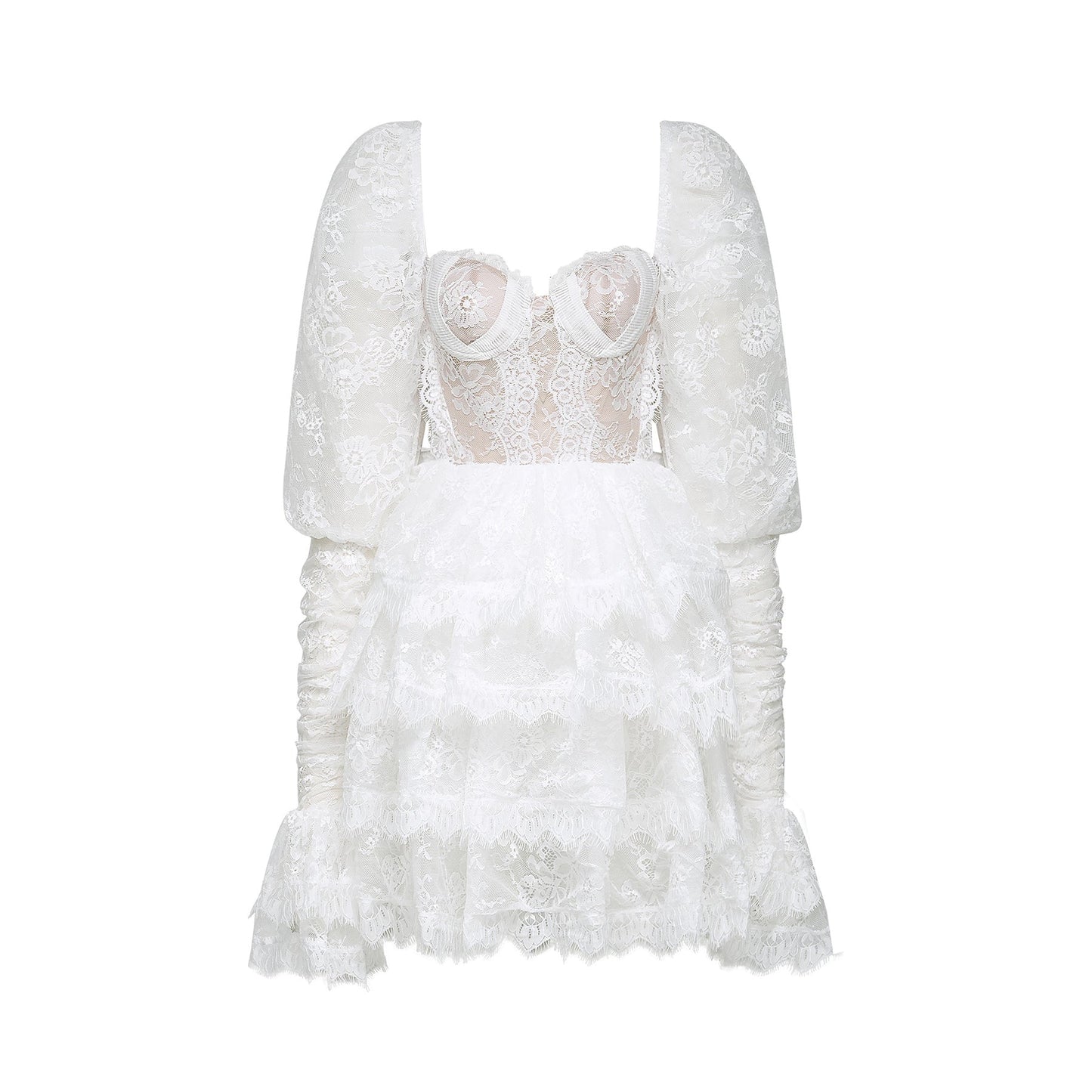Nadine semisheer lacetrim mini dress