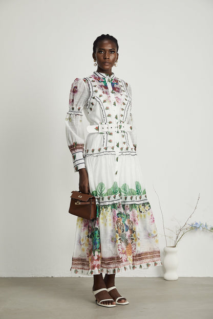 Gabi ruffled floralprint midi dress