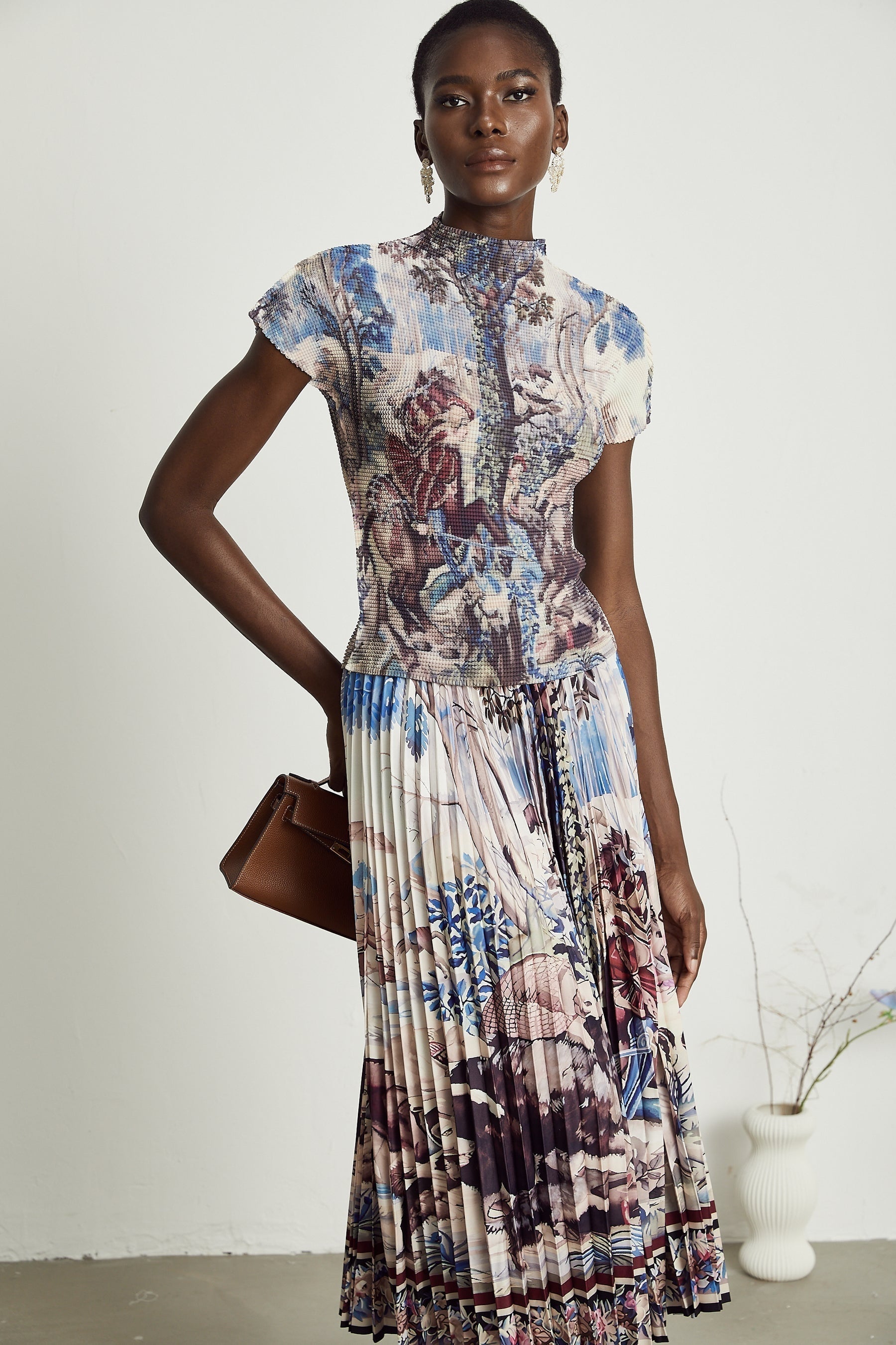 Blanche floralprint pleated top  skirt matching set
