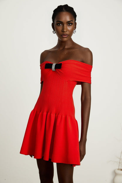 Coralie bowdetail knitted mini dress