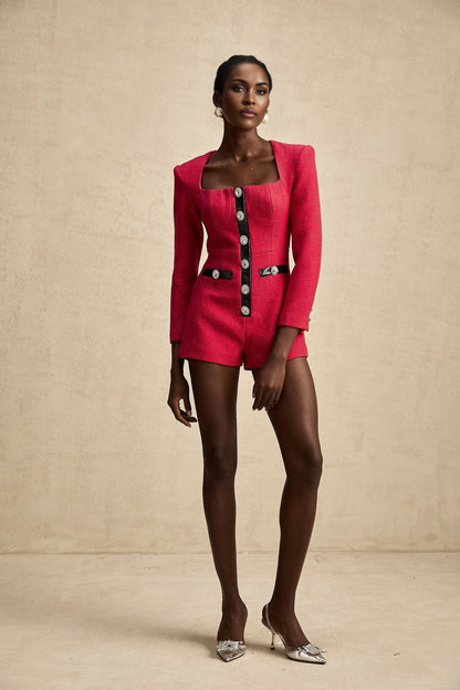 Pink long sleeved bodysuit with cut out details named Celestine
